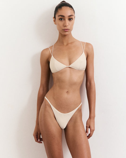 Triangle Double Straps + 90's Thin Straps w/ Texture - Bikini Set